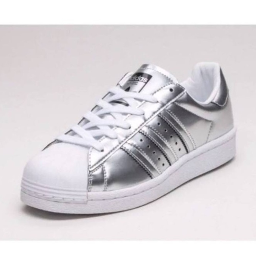 Vintage Adidas Superstars Tennis Shoes in Silver